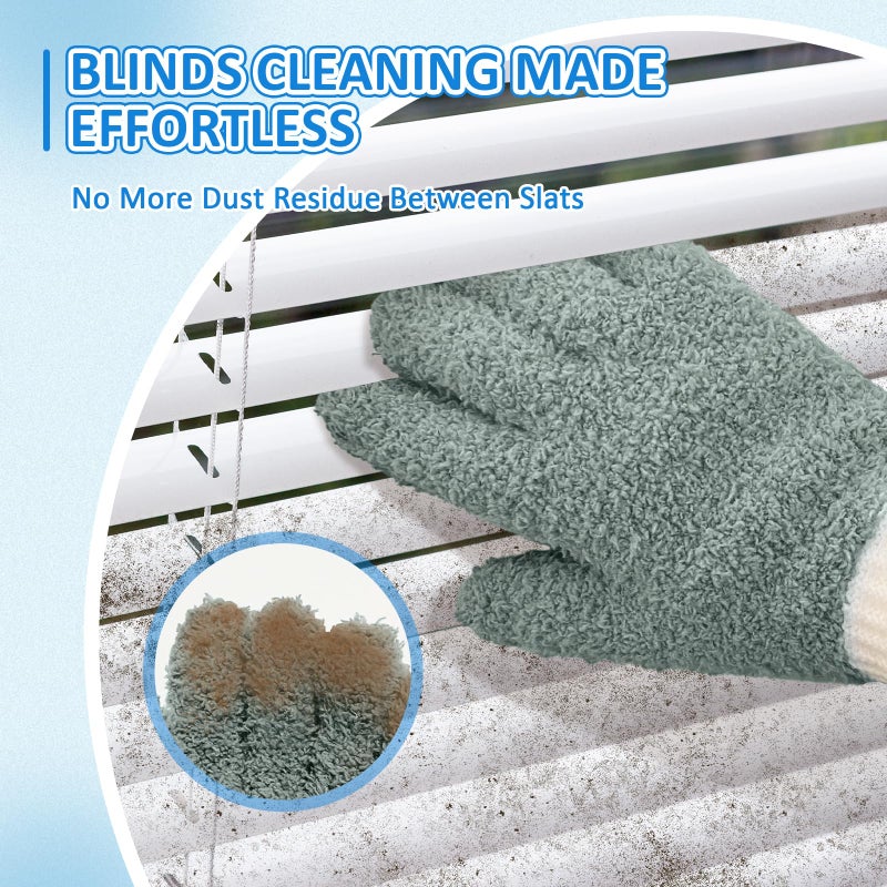 MIG4U 4 Pairs Microfiber Gloves - Dusting Gloves for House Cleaning - Washable Blind Cleaner Duster Tool (Blue/Pink/Gray/Navy,S/M) - Image 4
